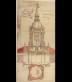 Parish Church of San Bartolomé de Calegoen. 'Ground plan and front view of the portal of the main entrance...'. Lucas Longa. 1693