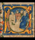 Miniatura: el rey Juan II  confirmando  los Cuadernos de Ordenanzas de la Hermandad de 1397 en 1453