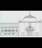 Trazado de la fachada antigua del Real Seminario de Bergara (M.J. Lascurain, segunda mitad del siglo XIX)