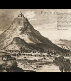 Engraving of "City and Mountain of Potosí" Peru Chronicle (Pedro de Cieza de León. 1556)